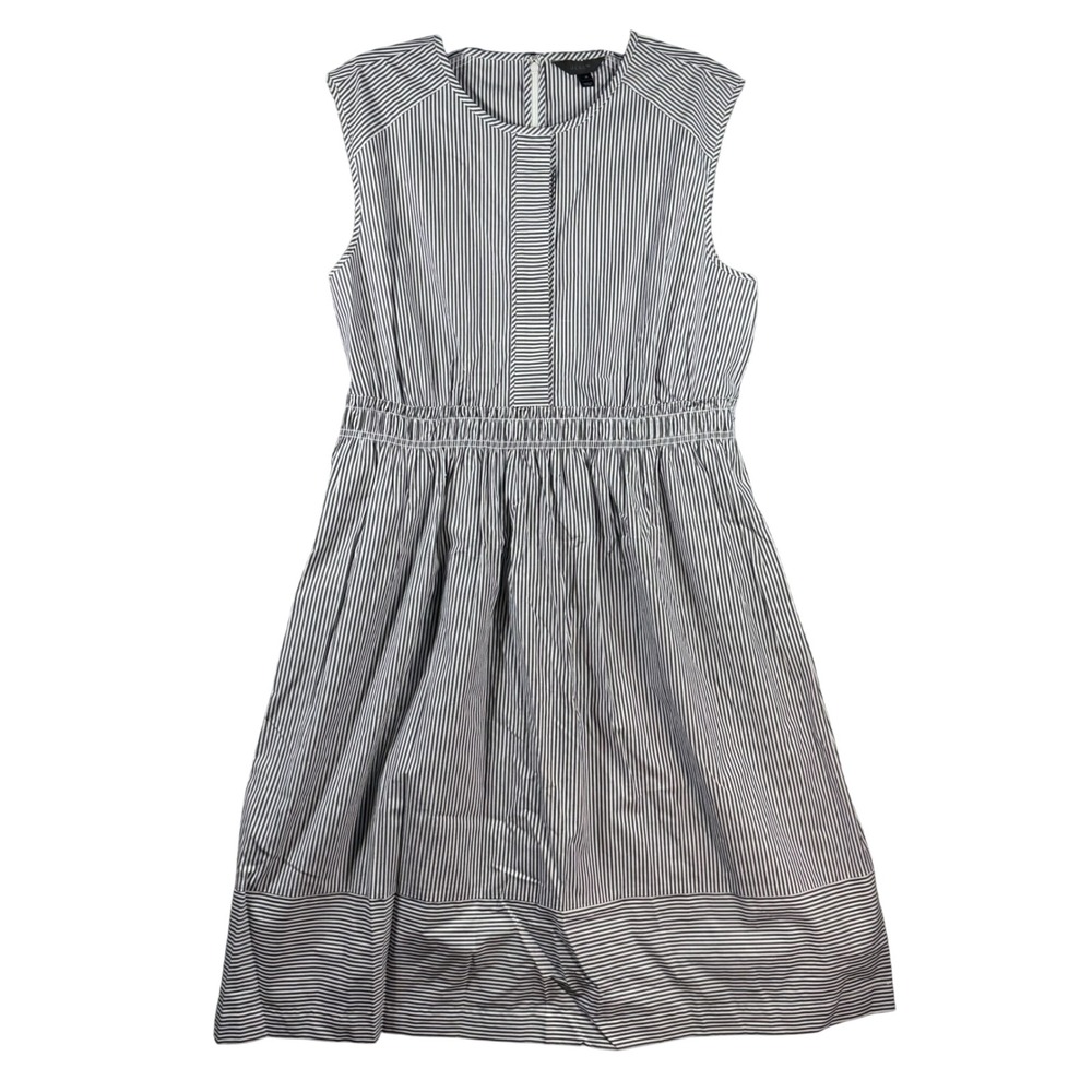 J.Crew Sleeveless Midi Dress Blue White Striped Preppy Women Size 16